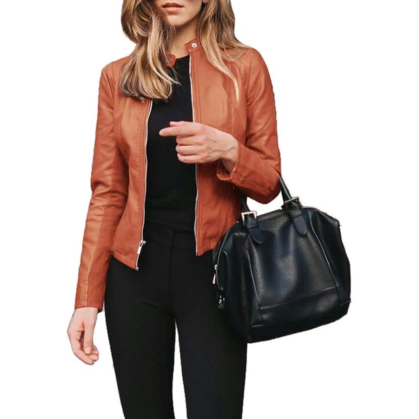 Chaqueta de piel sintética para mujer, corte clásico, estilo único, diseño de cremallera, ropa de abrigo informal para otoño/invierno/primavera