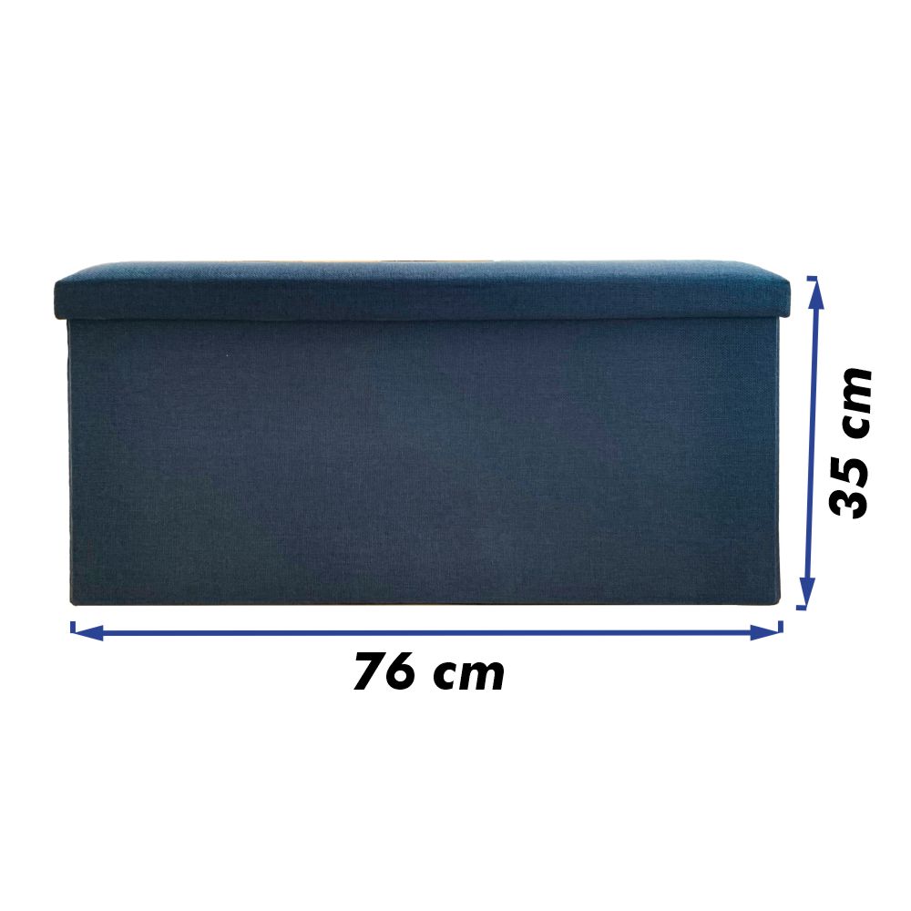 Puf para almacenamiento en tela plegable PlusCalidad - Varios Colores - Pouf Rectangular 76*38*35cm - Baúl, Taburete o Reposapiés