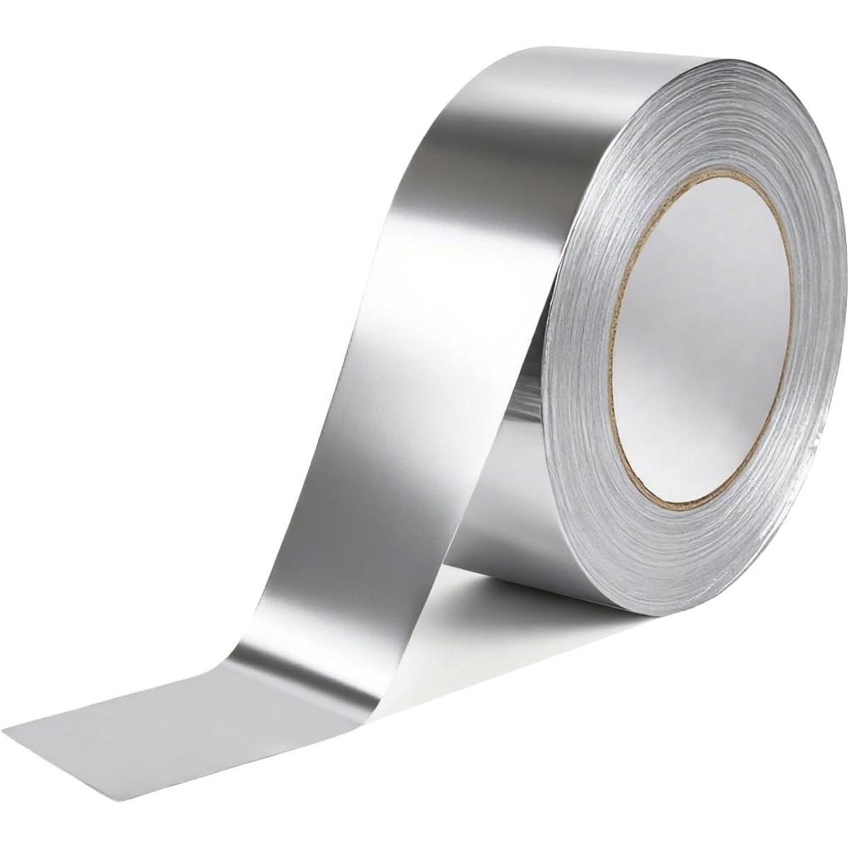 Cinta de papel de aluminio - 5 cm de ancho x 10 m de largo - Cinta extrafuerte para tuberías metálicas - Cinta de cocina - Cinta de papel de aluminio para sistemas de climatización (HVAC) - Resistente al moho - Retardante de llama - Adecuada para conducto