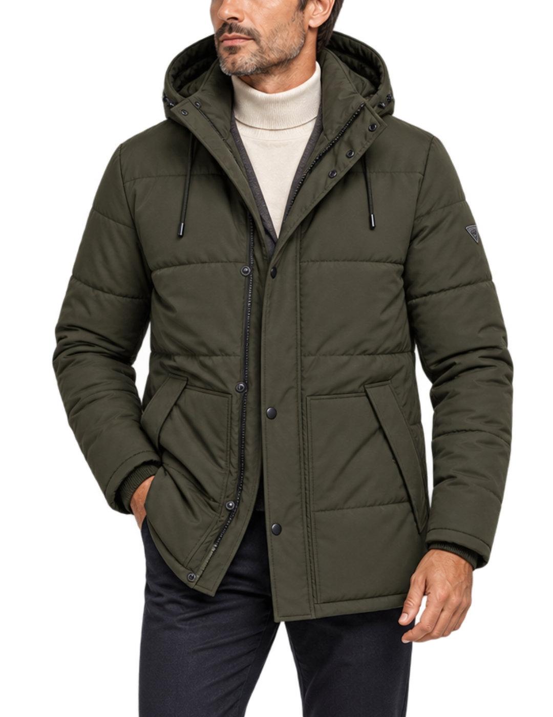 Plumas Guess Midlenth verde con capucha para hombre