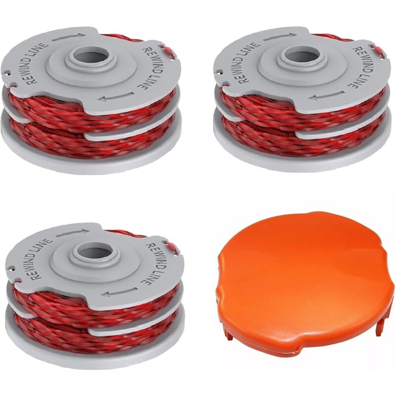 Carrete de hilo de repuesto con cubierta, carrete de repuesto de 36 pies y 1,5mm para cortacésped de exterior, Compatible con FLYMO, 3 piezas