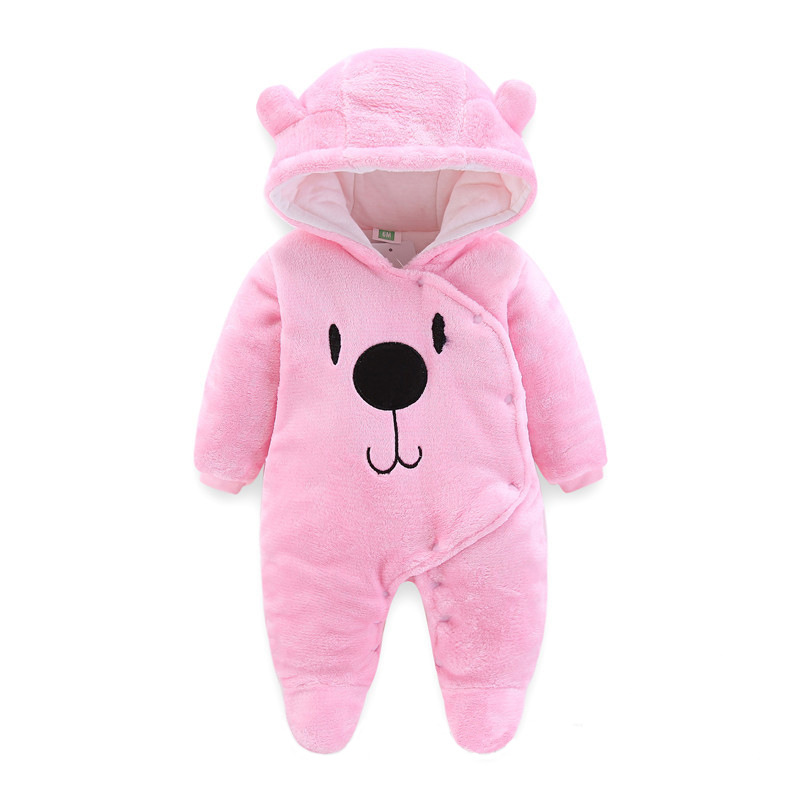 Monos con capucha para niños y niñas, diseño con botones a presión, estilo abrigo de invierno, monos con estampados lindos