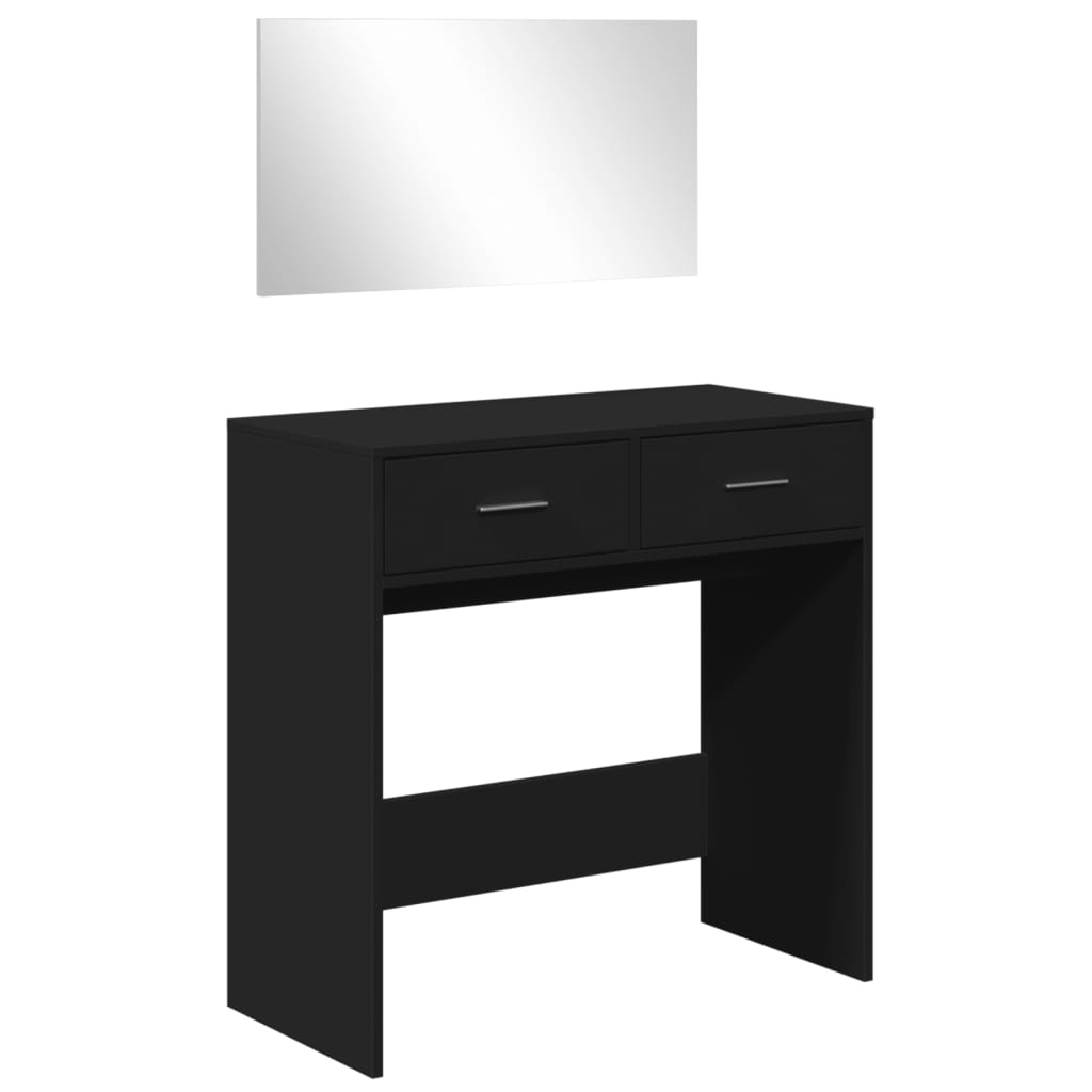 vidaXL Tocador con espejo negro 80x39x80 cm