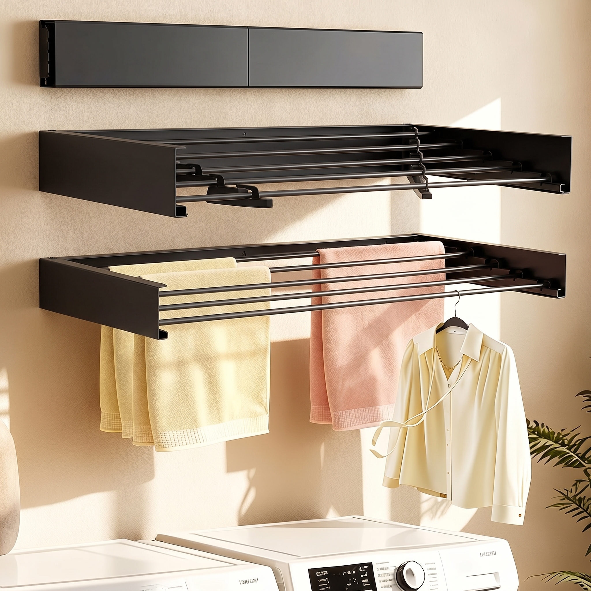 Tendedero de Pared Plegable y Retráctil 80 a 120cm – Tendederos Compactos para Interior y Exterior, Ahorra Espacio, Capacidad de 30 kg
