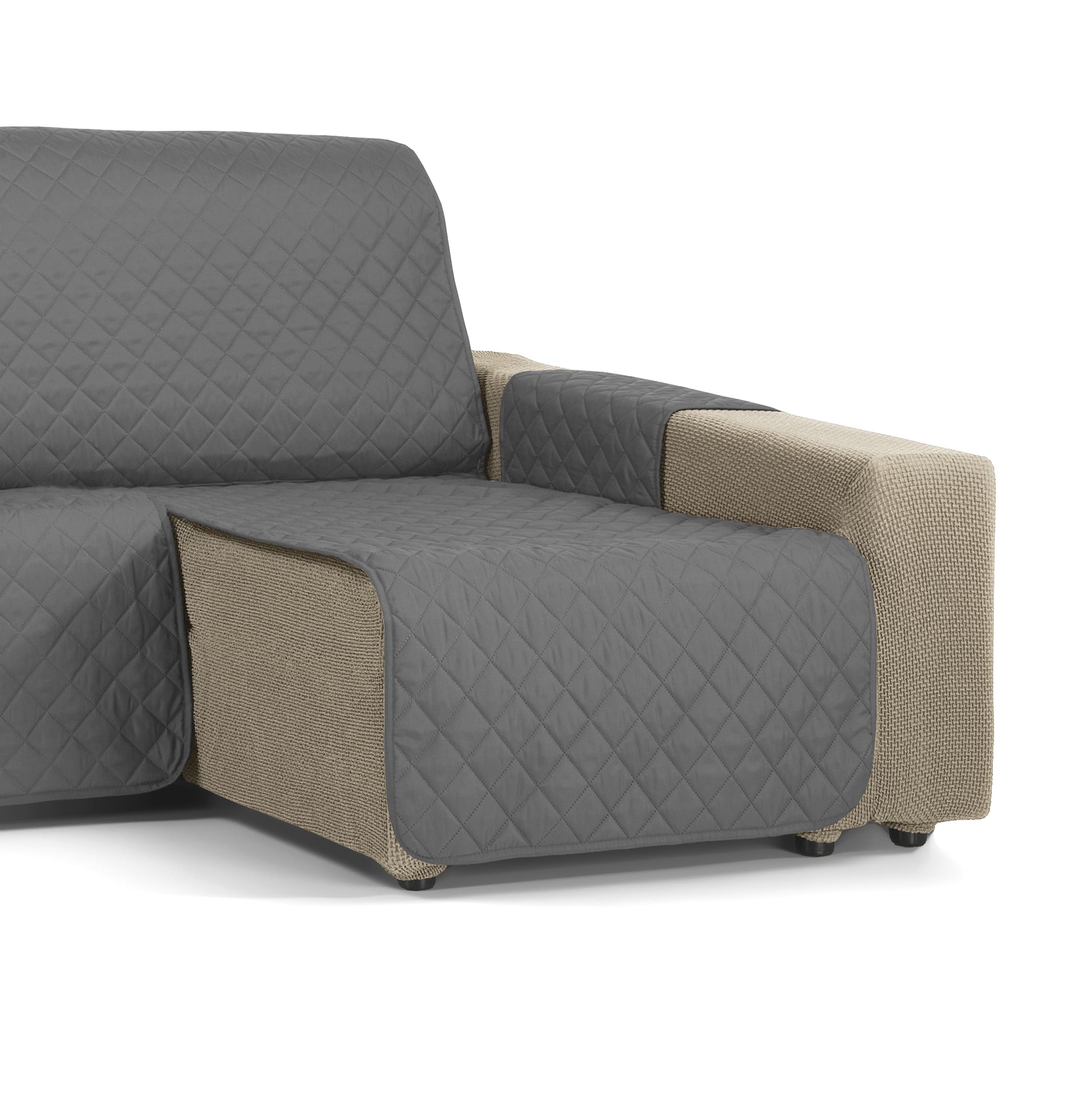 Funda Cubre Protector Sofá Chaise Longue Derecho e Izquierdo - Modelo Nina Reversible - Chaise Longue Izquierdo y Derecha - Fabricado en España - S&T Sofa Covers
