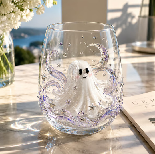Nuevo vaso de vidrio, vaso artístico de vidrio con forma de ramo de flores, vaso de whisky