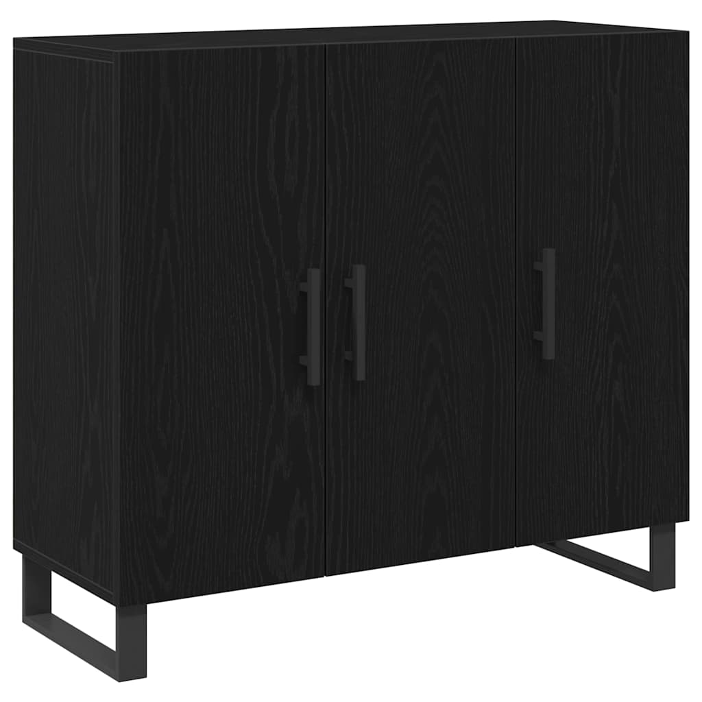 vidaXL Aparador Roble Negro 90 x 34 x 80 cm Madera de ingeniería