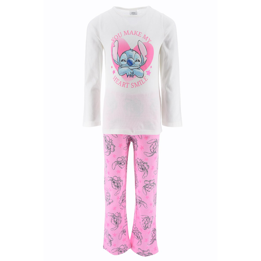 Disney Stitch Cerdá Pijama Manga Larga Heart Smile Rosa Niña 80627