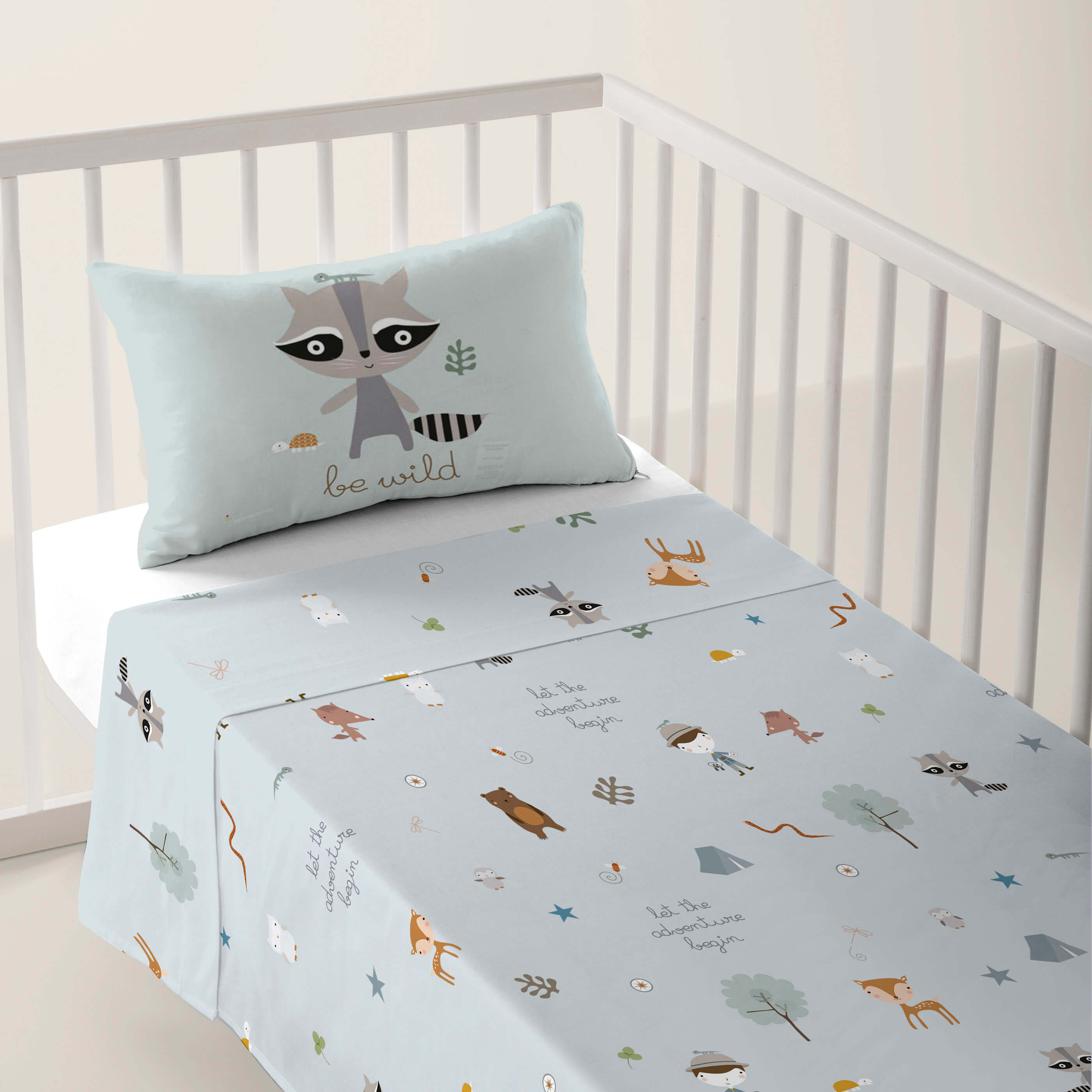 HACIENDO EL INDIO - Juego de Sábanas Cuna Estampado 100% Algodón - Juego de 2 Piezas Incluye Sábana Encimera y 1 Funda de Almohada - 100x130/120x180 cm - 27 Modelos Disponibles - Fabricado en España