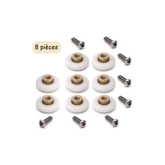 CA Juego de 8 rodillos de recambio para puerta de ducha corredera con tornillos M4 Diámetro 19 mm -