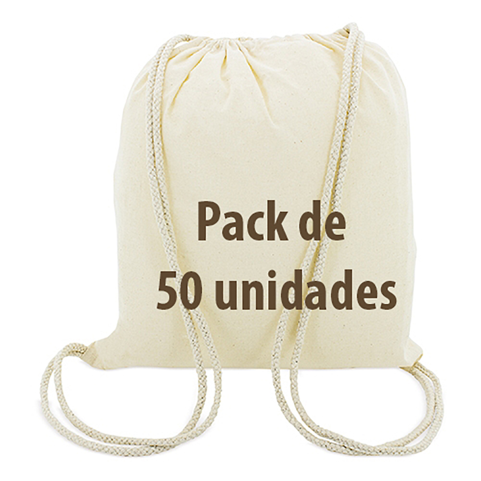 Siglo21publicidad Pack 10, 20, 40, 50 100 200 Mochilas Tipo Saco de Algodón Natural ECO 45x39cm - Mochilas de Tela Reutilizables para Pintar, Manualidades y Excursiones. Mochilas Ecológicas con Cierre de Cordón