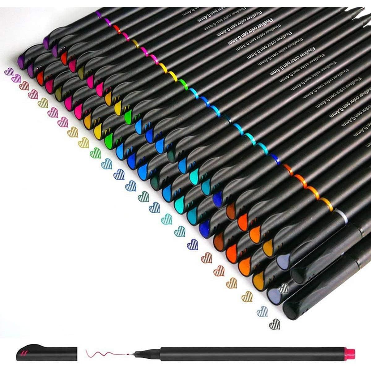 TK Bolígrafos de dibujo de Punta FINA Pluma Fineliner porosa para escritura de Diario de Bala Note Tomar agenda de calendar 24 colores