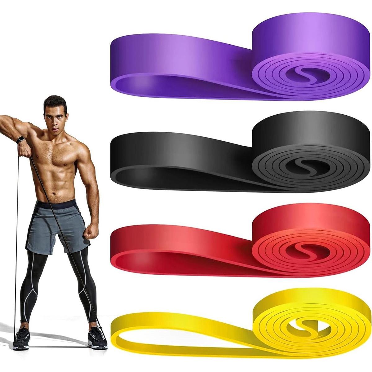 TK Juego de bandas de fitness WuGU: 4 bandas de resistencia de diferentes niveles: entrenamiento de fuerza, pilates y yoga, para hombres y mujeres.