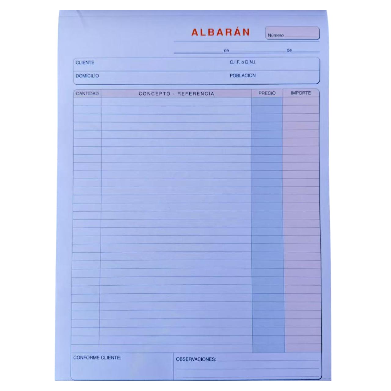 Talonario de facturas Albaranes de 2 copias 25-35 Juegos Autocopiativo Pack 6 Unds,