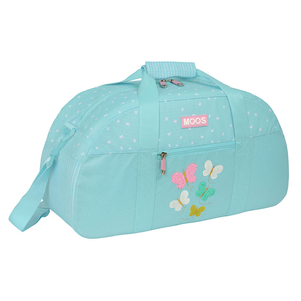 Moos - Bolsa de deporte Butterflies reciclado para gimnasio 50x20x26 cm con compartimento frontal y bandolera ajustable