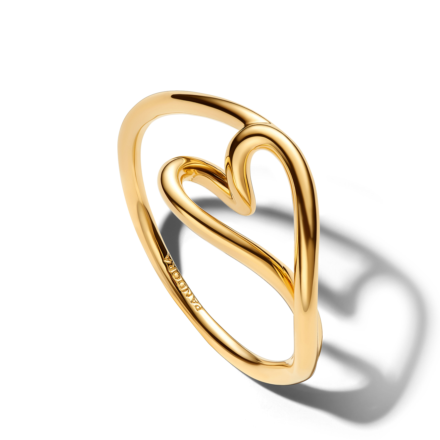 Pandora Anillo de corazón bañado en oro 164361C00 , para Mujer