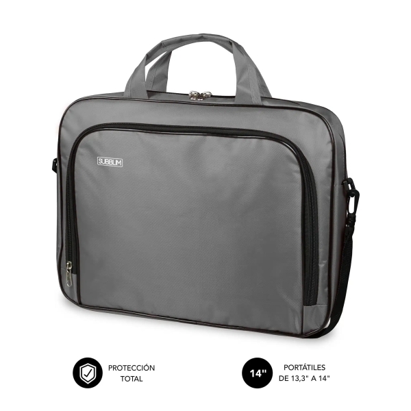 Subblim estuche oxford portÃ¡til 13.3” a 14” - protecciÃ³n reforzada - correas ajustables - bolsillo exterior - color gris