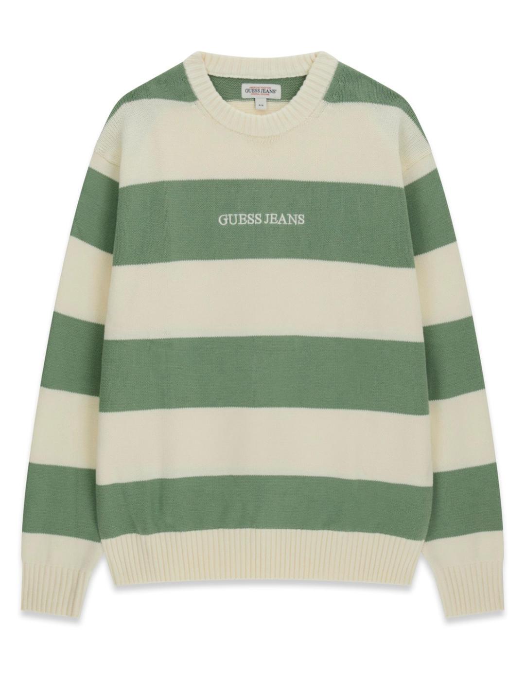 Jersey Guess Striped rayas verde de punto para hombre