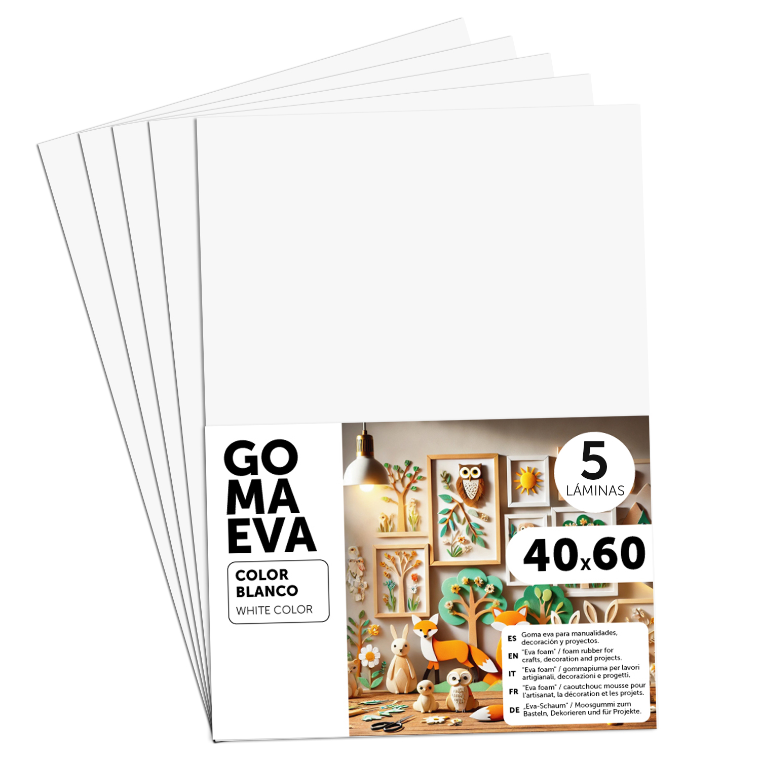 Goma Eva para Manualidades, Goma Espuma de Colores para Proyectos Creativos, Ideales para Artes y Manualidades, uso Escolar, Profesional o Artístico 40x60cm - m-office