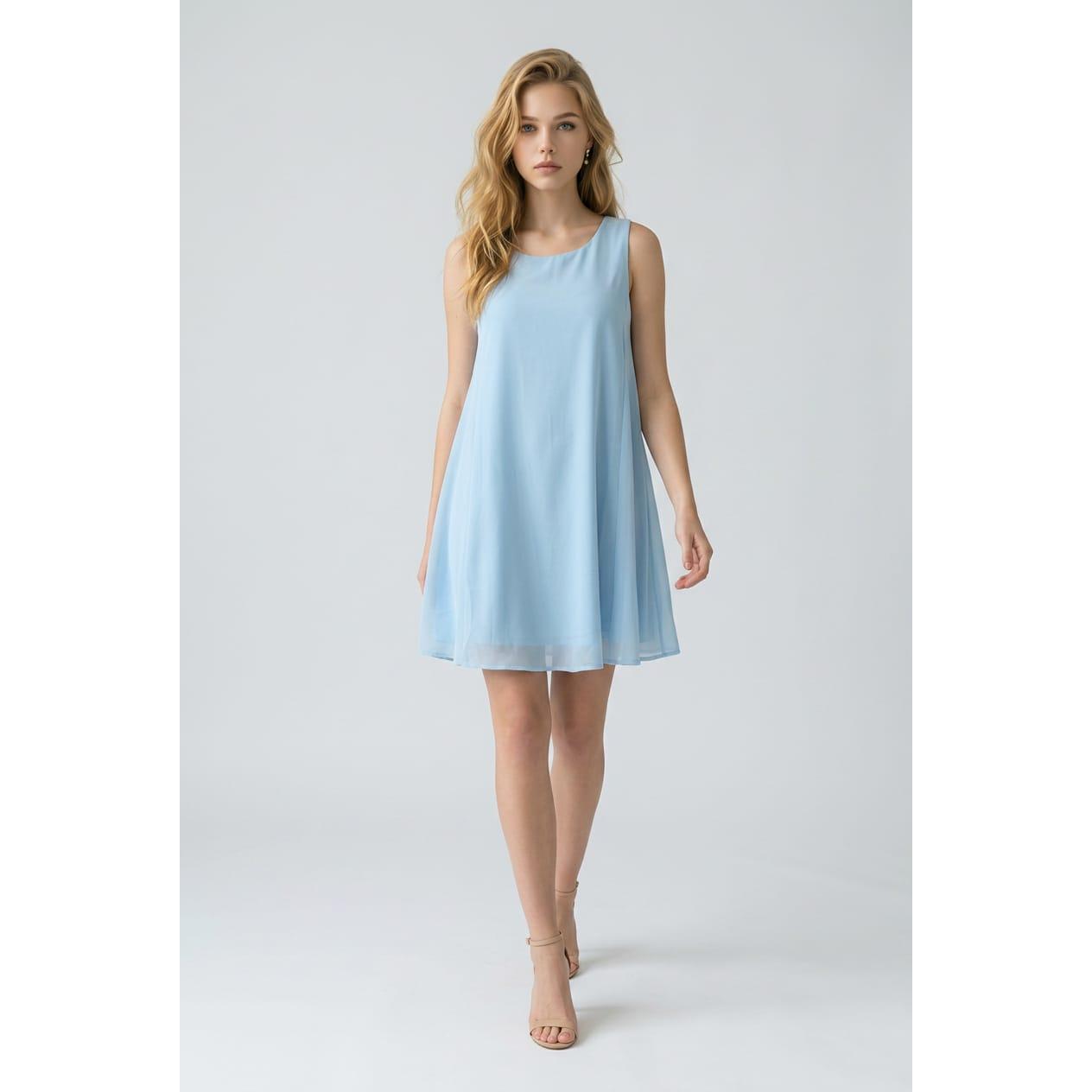 Vestido de gasa Marca Love & Monney para mujer elegante y femenino, con espalda en U y forro interior, 100 % poliéster, ideal para bodas, comuniones y eventos especiales - REF: H15241