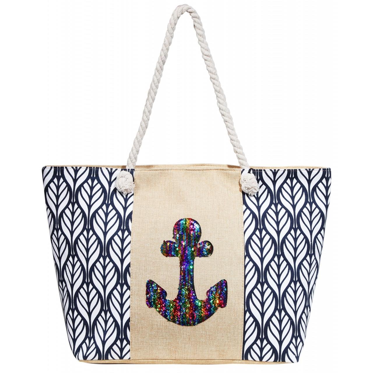 Mestre Artesão® Bolsa de Praia Âncora Azul em Tecido – 0177