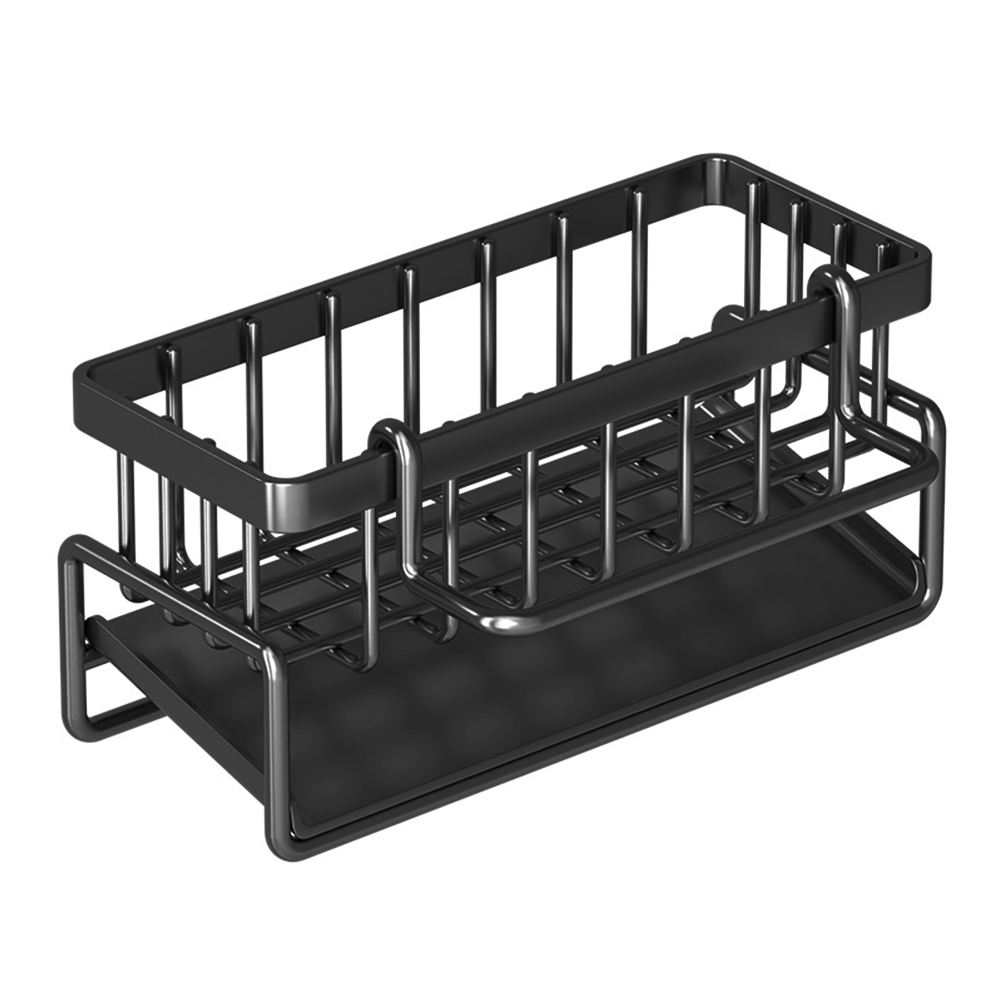 OmHom Escurridor de acero inoxidable para fregadero de cocina, soporte de esponja para almacenamiento de grifo, jabón, toallero, estante organizador, accesorios de cocina