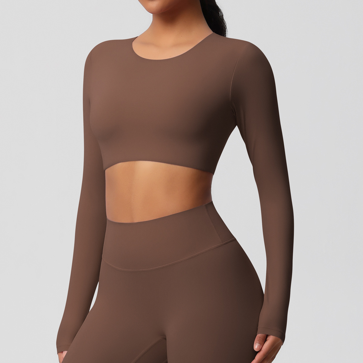CA Mermaid curves invierno lijado traje de Fitnede manga Larga traje de Yoga ajustado Pilates Correr Top de manga Largo