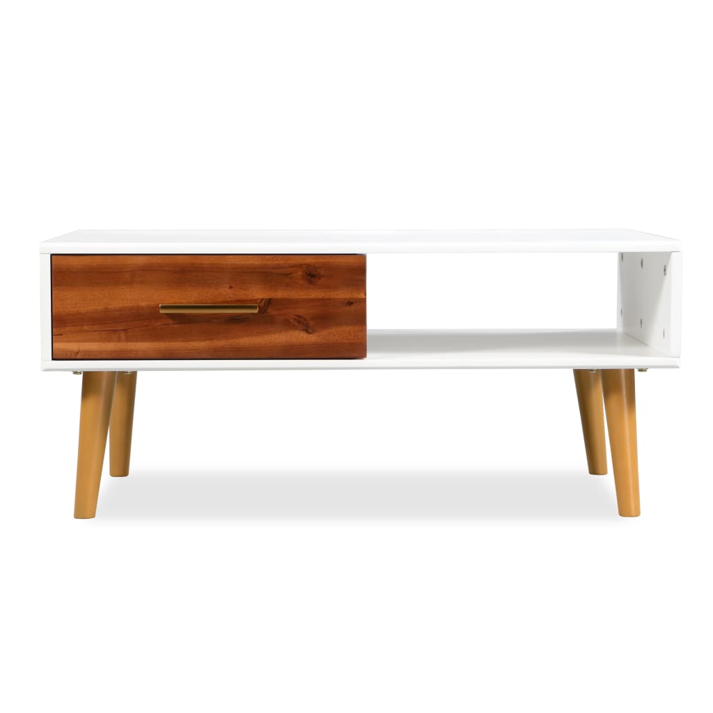 vidaXL Mesa de centro de madera maciza de acacia 90x50x40 cm Mesita de Salón o Comedor o Auxiliar Mesa de Café Meuble Salón