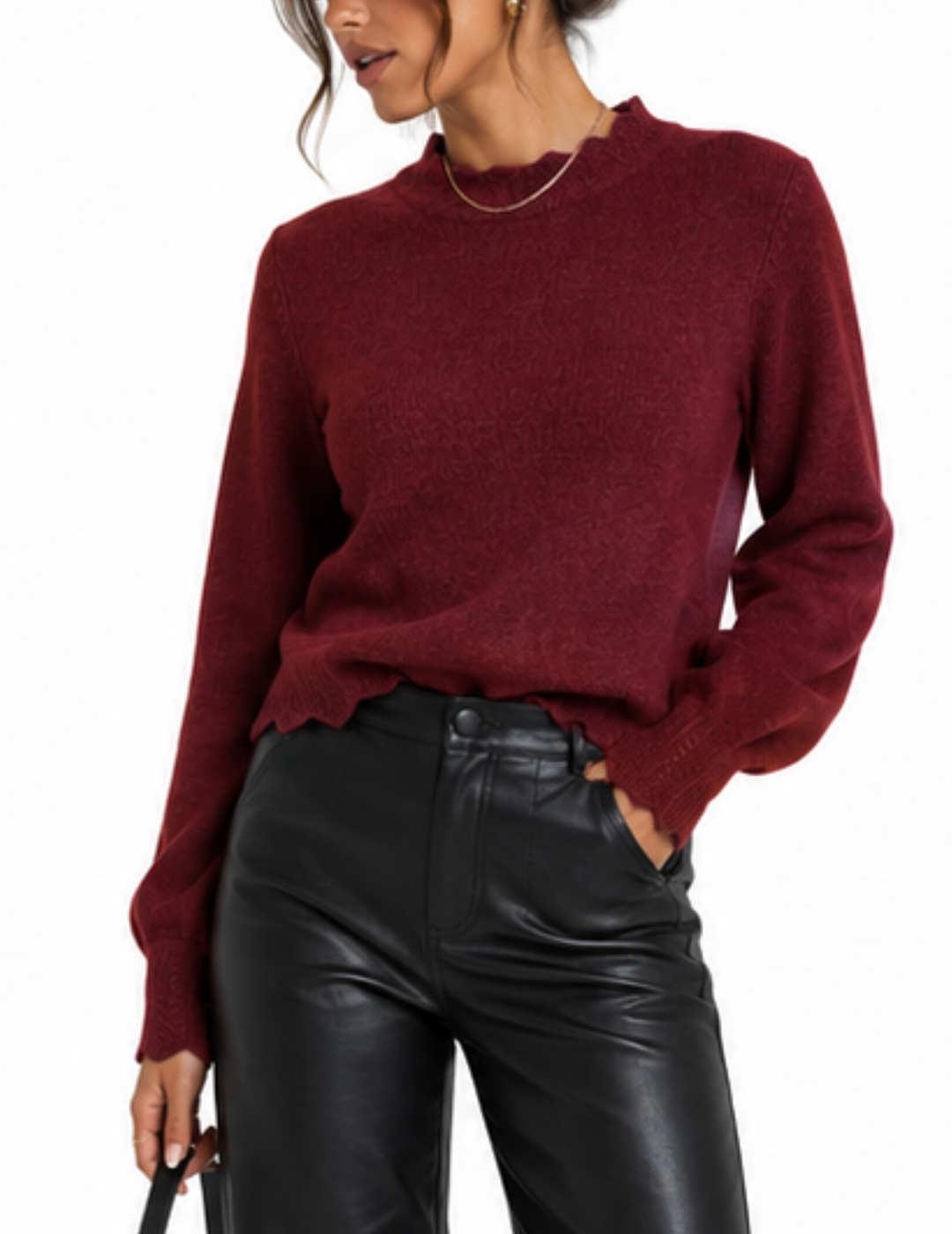 Jersey Vila Nikolina granate de punto para mujer