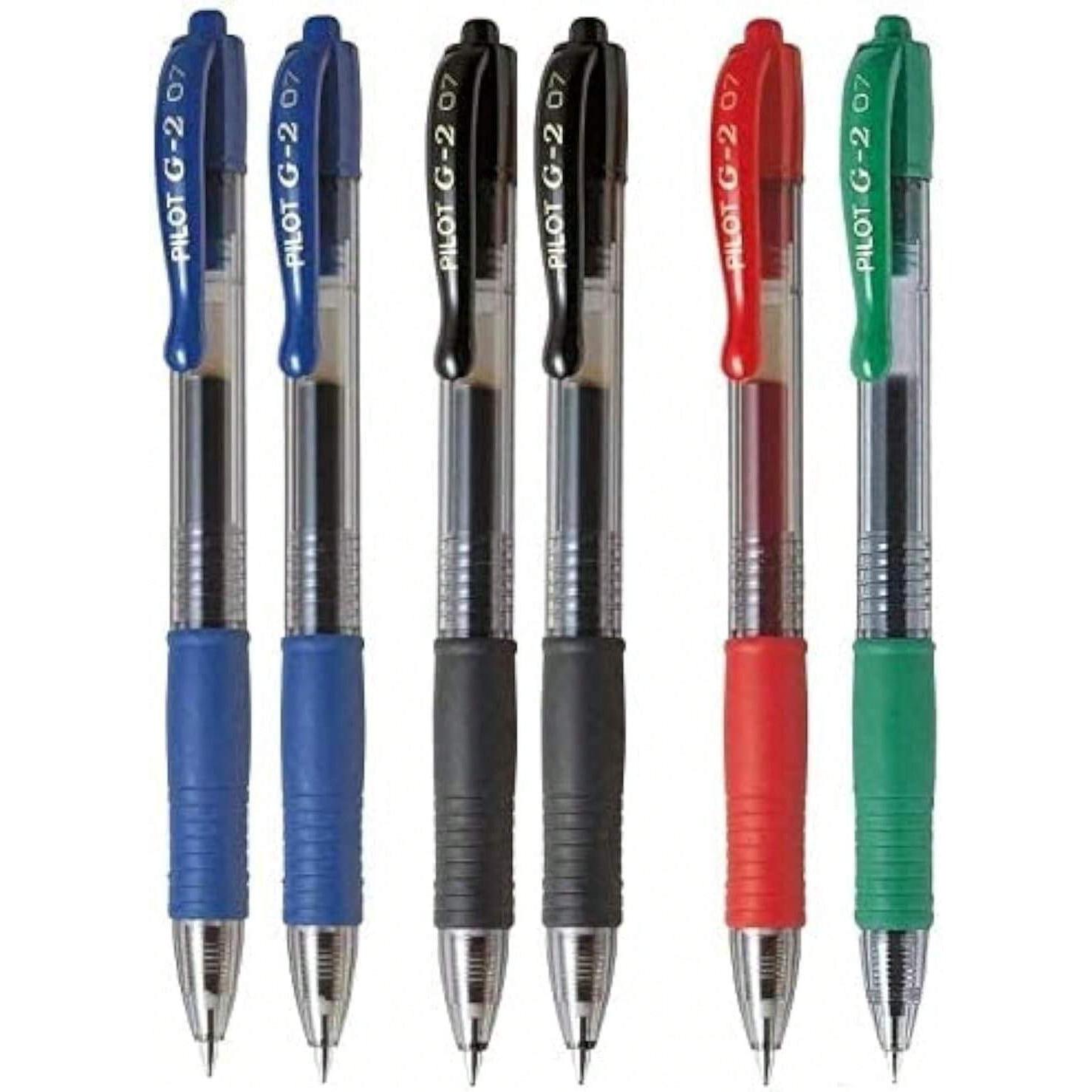 PILOT G2 Boligrafos Roller de Tinta de Gel - Retráctiles y Recargables - Excelente Comodidad de Escritura - Azul/Negro/Rojo/Verde y recambios G2 surtido de modelos para elegir - Punta Media 0.7mm calidad TOP de confianza