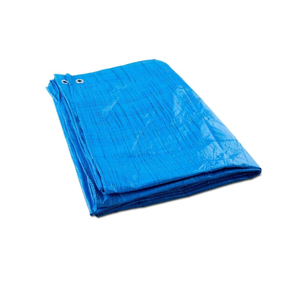 Toldo fuerte y resistente para cubrir y proteger - Con ojetes en las esquinas y los laterales - Acabado color azul - Toldo 100 % impermeable y resistente a los rayos UV.