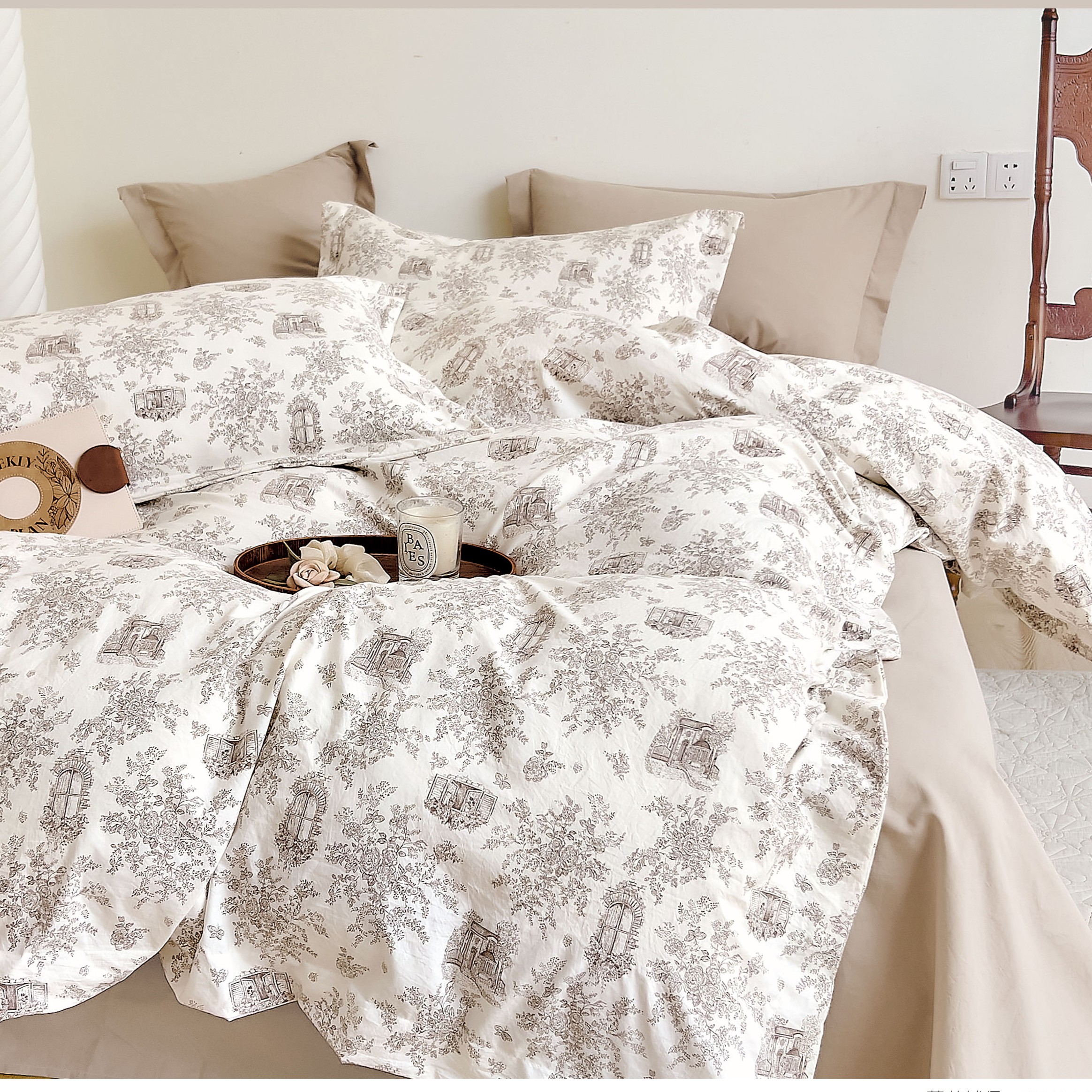 Juego de Funda Nórdica 3/4 Piezas de Algodón Extrasuave Juego de Ropa de Cama 90/105/135/150CM