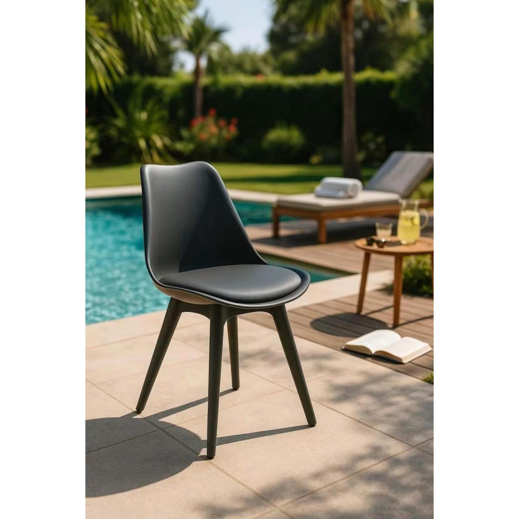ORION91® - Silla de comedor Boreal asiento acolchado piel sintética y patas gris oscuro 48 x 43 x 82 cm comedor oficina salón teletrabajo cocina gris, cocina - spaziOrion91