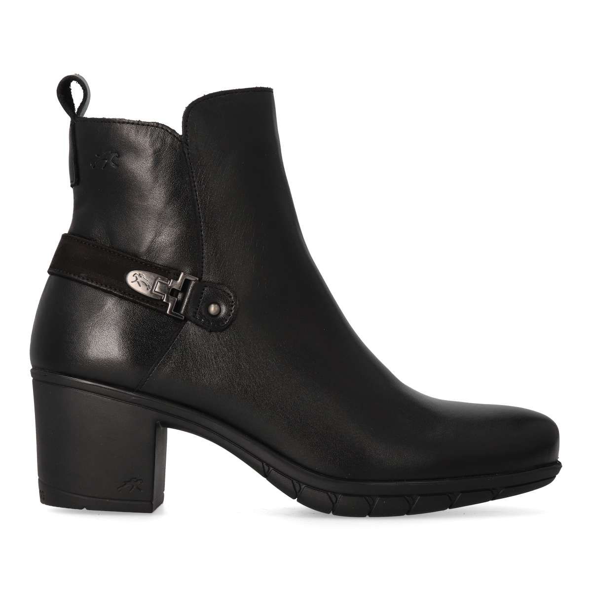 Fluchos - Botines Nydia de piel para mujer, cómodos con cierre de cremallera y suela de goma, tacón ancho 5,5 cm, caña 12 cm