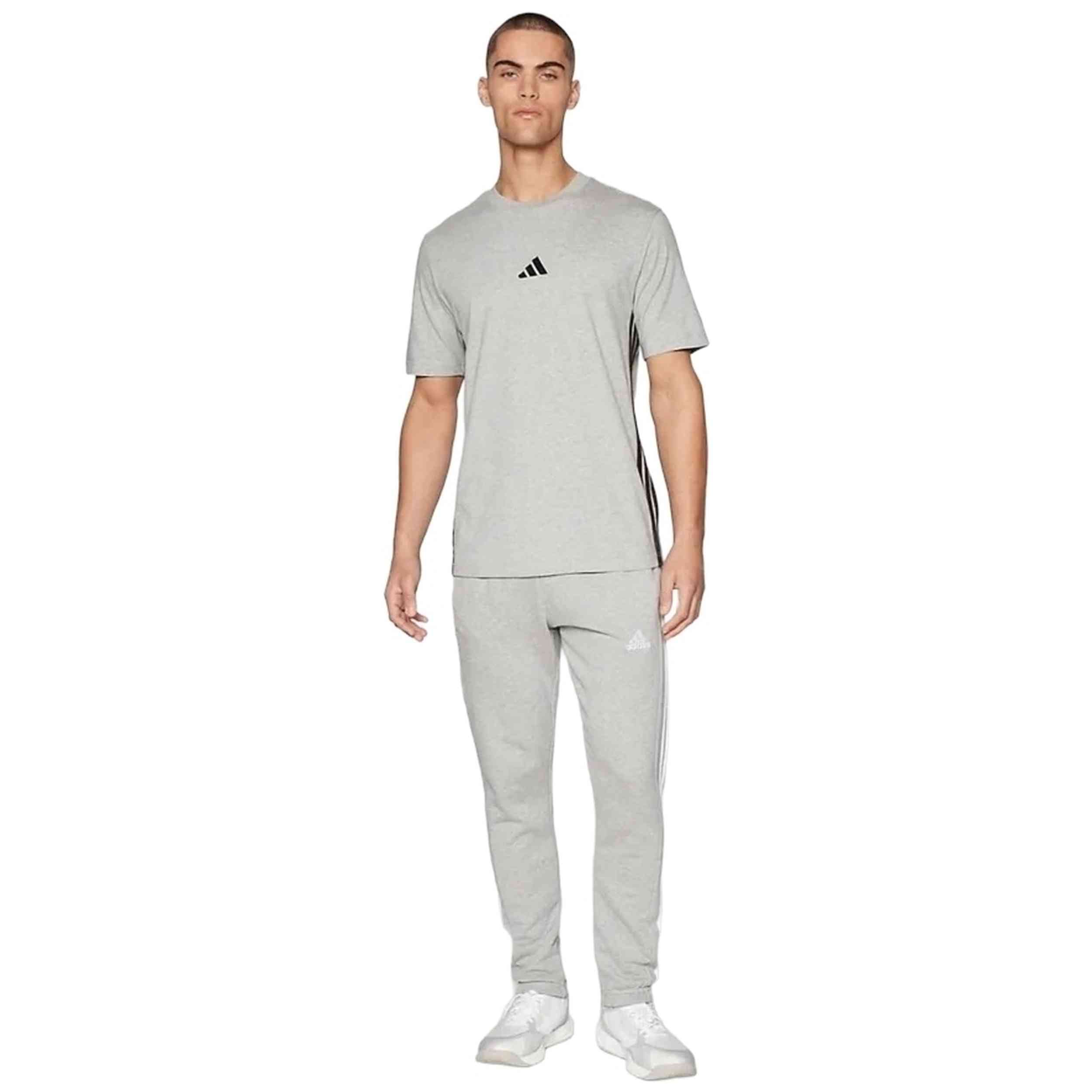 Camiseta De Manga Corta Adidas modelo Essentials 3-Stripes para hombre y mujer en color Gris