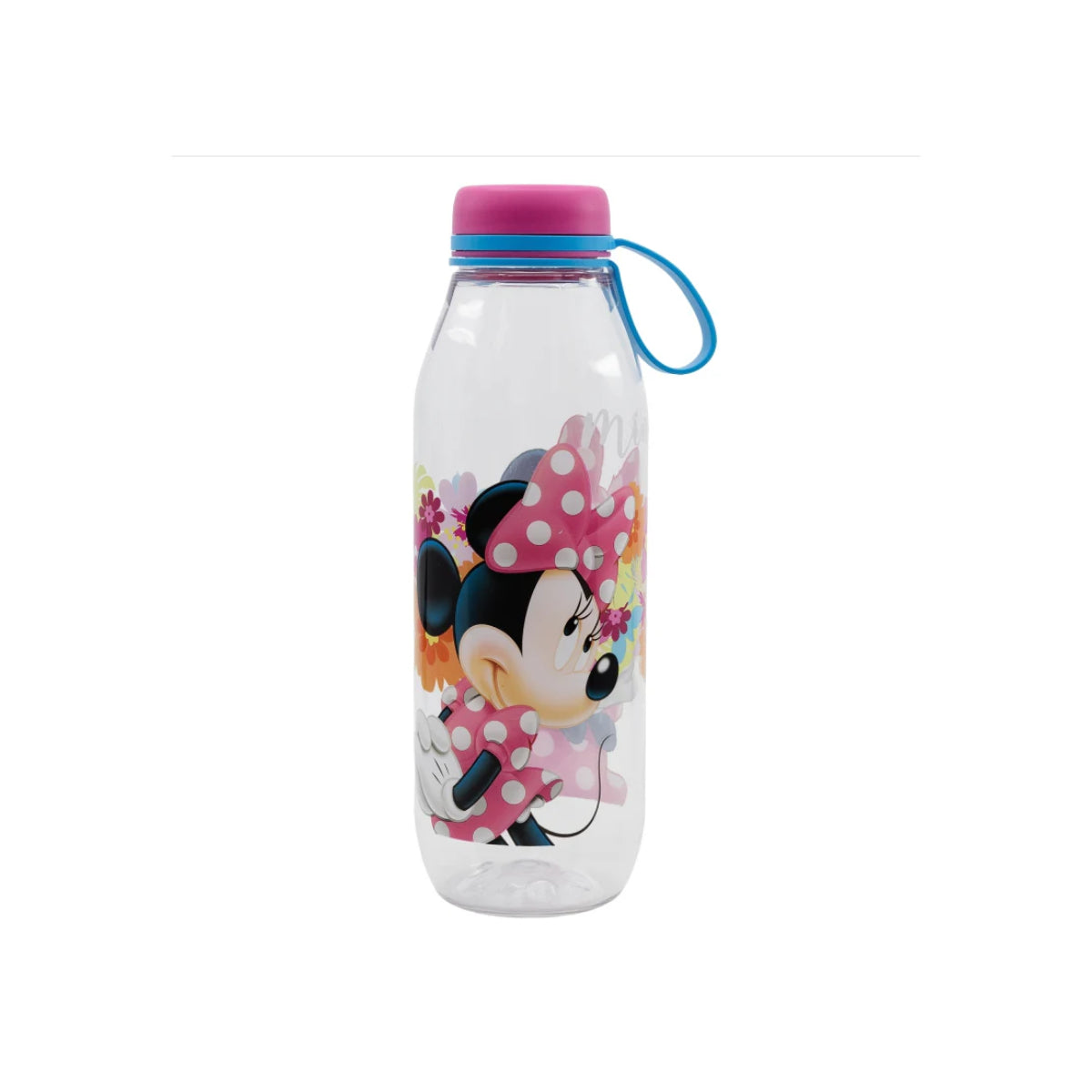 Disney - Botella plástico 650ml con colgador Minnie Mouse, resistente y duradera para colegio o viaje, ideal para bebidas frías o calientes