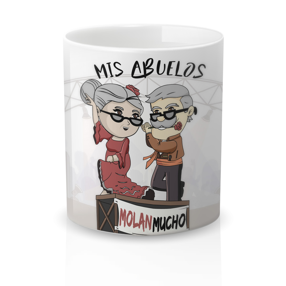 Taza cerámica Regalo Original Amor y Amistad. Resistente 100% al microondas y lavavajillas. Taza con Frase Mis abuelos molan mucho