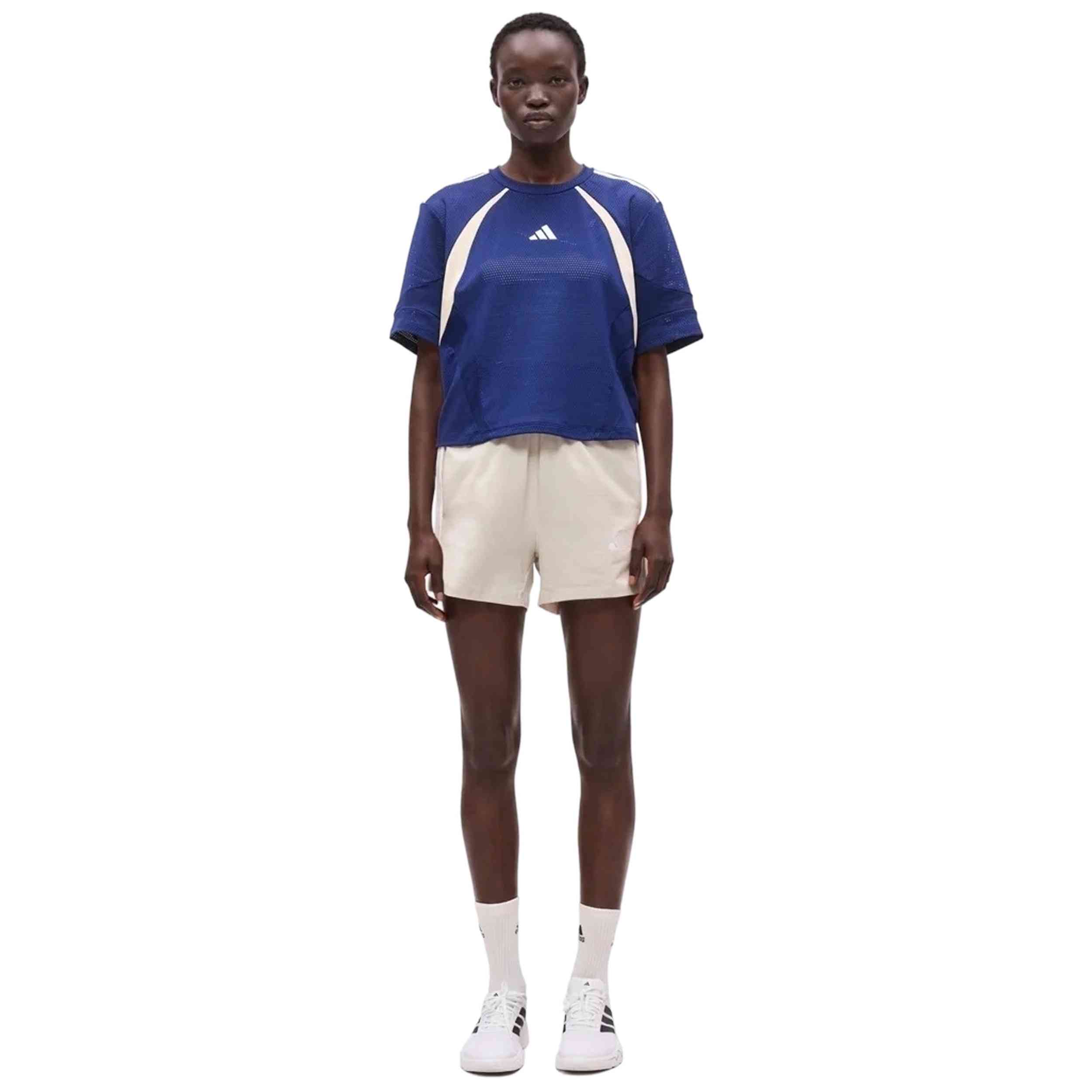 Camiseta De Manga Corta Adidas modelo Hyperglam 3-Stripes Color Block "Dark Blue" para Mujer en color Azul