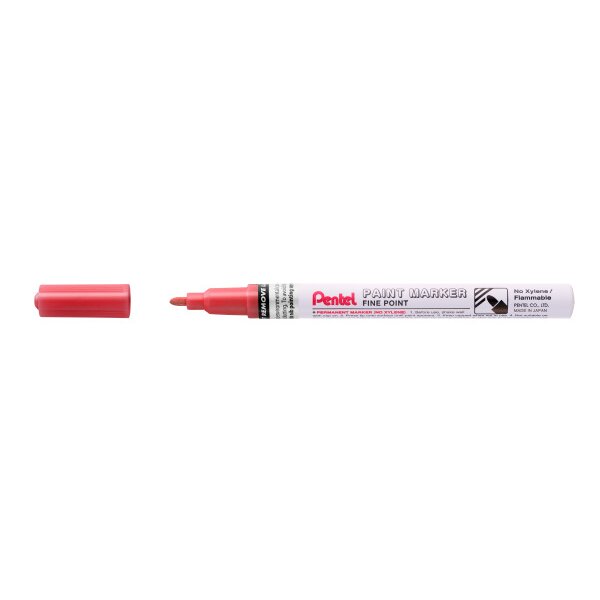 Pentel paint marker marcador de pintura - punta fina 2.9mm - permanente en todas las superficies - resistente a luz y agua - cuerpo de aluminio - color rojo perla (12 uds)
