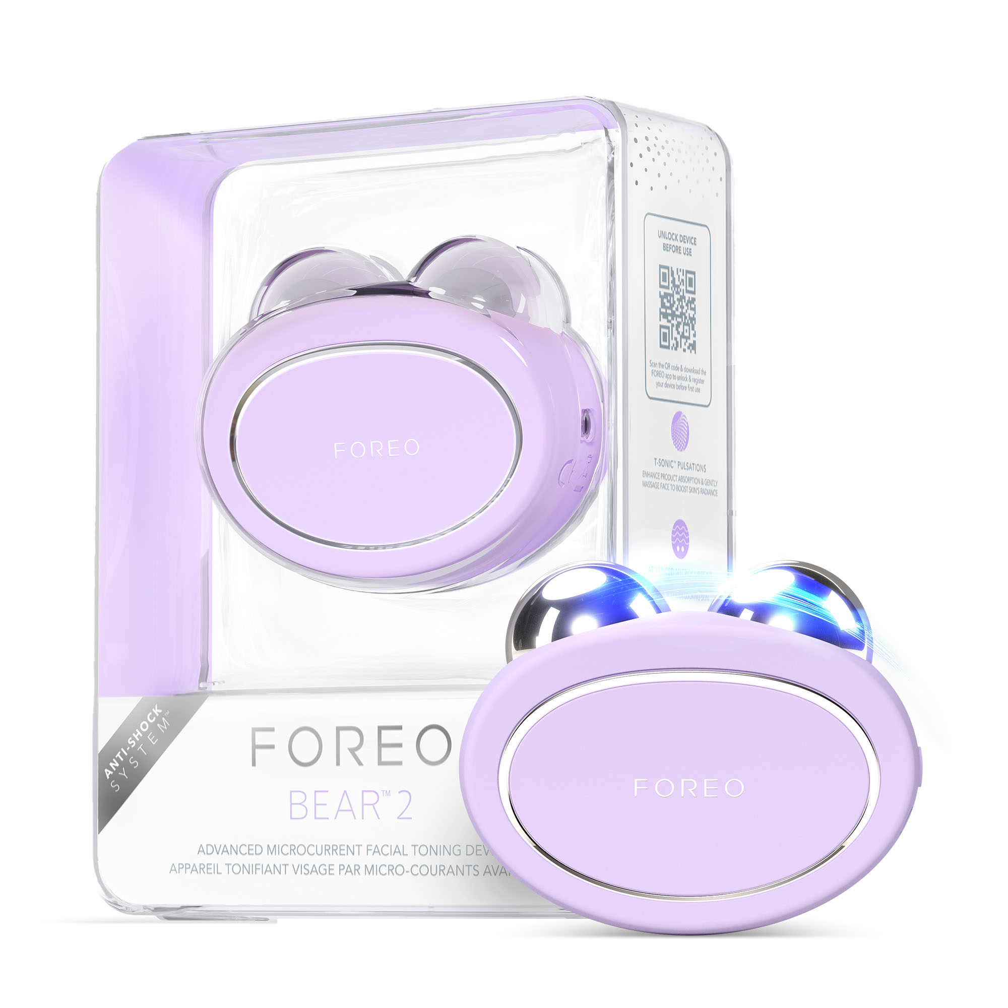 FOREO BEAR 2 - Tonificador facial de microcorrientes - Masajeador facial antiarrugas - Lifting facial inmediato - Reafirma y define - Reductor de papada - Mejora la absorción de las mascarillas
