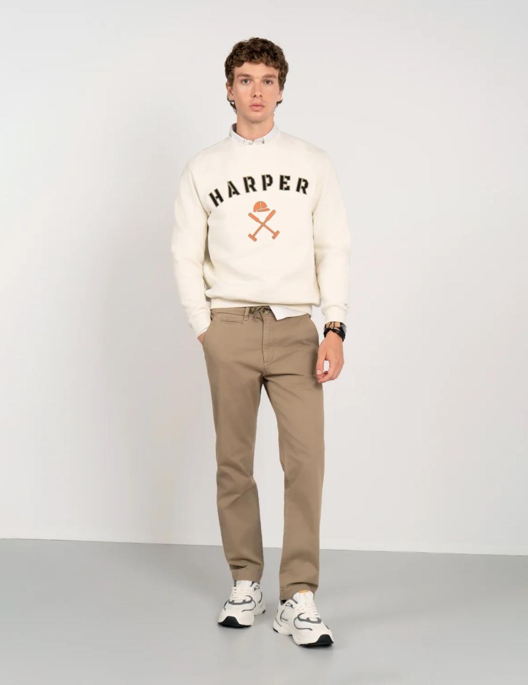 HARPER SUDADERA BLANCA CREW NECK RETRO