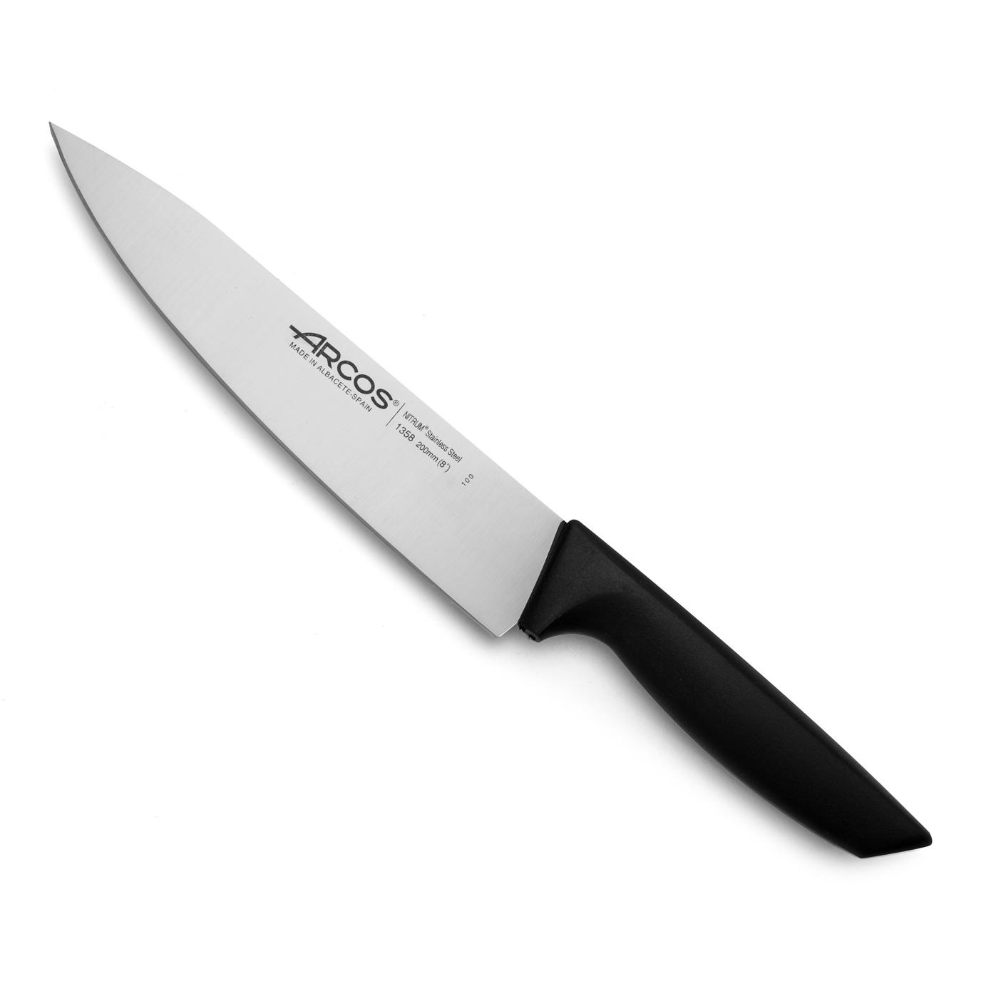 Arcos Cuchillo Cocinero Profesional - Hoja de Acero Inoxidable NITRUM 200 mm, Filo Liso y Duradero, Mango Ligero y Resistente, Serie Niza