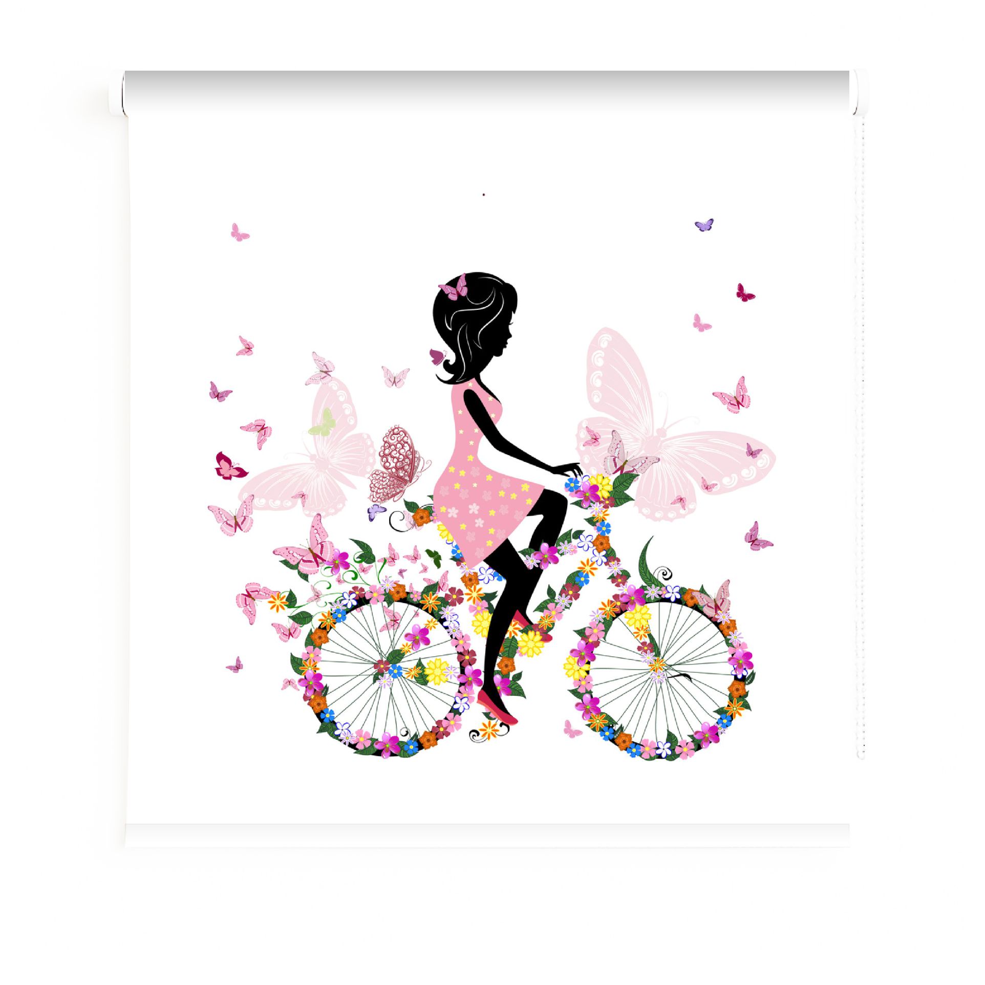 Estores Iroa – Estor Enrollable Juvenil Chicas- Tejido Translúcido alta Calidad- Juvenil Bicicleta y Flores, Tejido Antibacteriano Hecho en España, Filtra la Luz y Protege del Sol, Ideal para Habitaciones de Niñas, Instalación Sencilla y Garantía 2 Añ