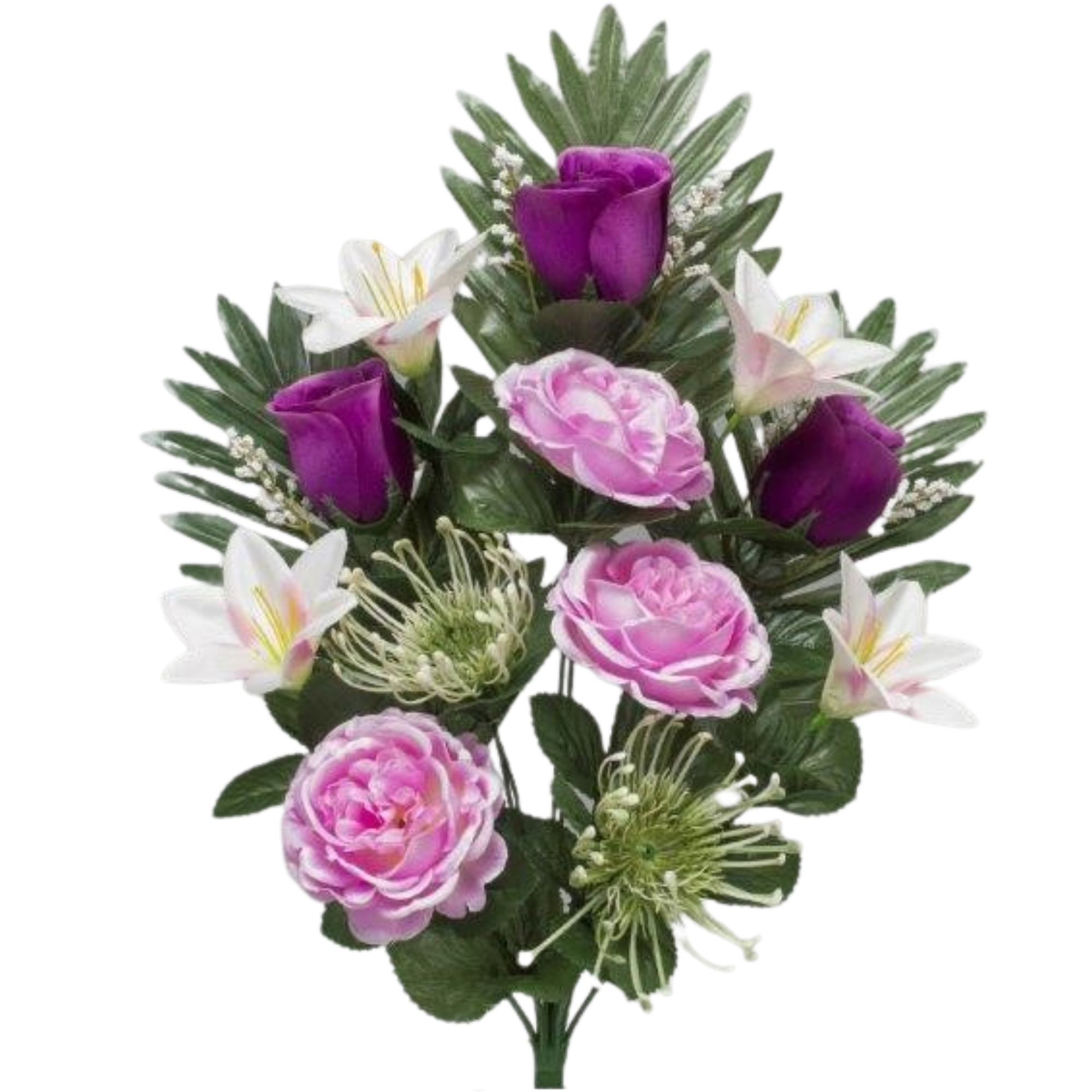 Ramo de Flores Artificiales para Decoración Interior y Exterior | Rosas, Ranúnculos y Lilium | Calidad de Flor