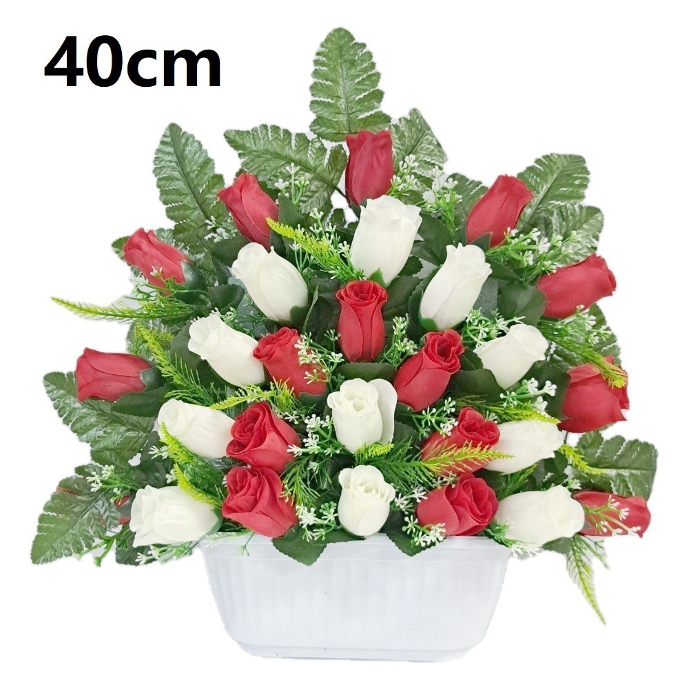 Flores artificiales para cementerio,Centro Flores para santos duraderas de tela con maceta,Gerimport,Envios desde España