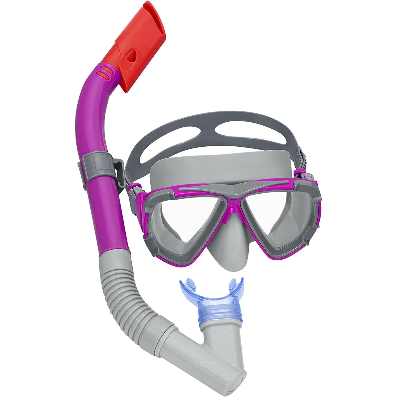 Máscara de Buceo Bestway para Adultos y Niños - Sistema de Respiración Seca - Diadema Ajustable - Vista Amplia