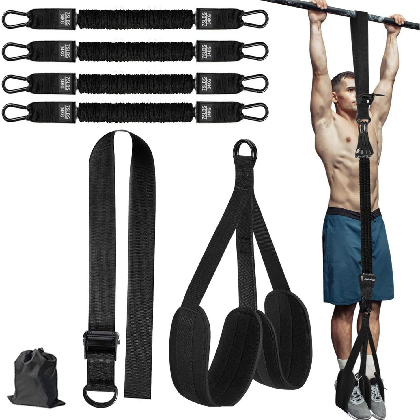 6 piezas de cuerdas de resistencia auxiliares para dominadas para ejercicio al aire libre doméstico, bandas de resistencia para barra fija para entrenamiento físico, equipo deportivo