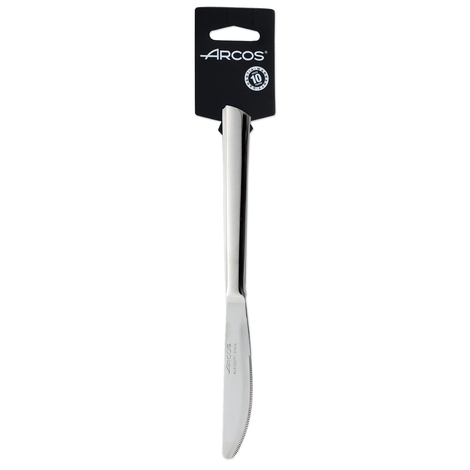 Arcos Cuchillos para Postre de Acero Inoxidable 18/10, Monoblock de una Pieza, Hoja 205 mm, Juego de 3 Piezas, Serie Toscana, Ideal para Repostería y Cocina, Color Plata