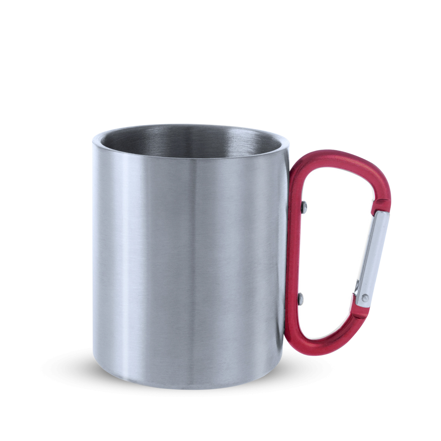 Bastic taza de acero inox de 210ml de capacidad con cuerpo de acabado brillante y asa mosquetón 8x8x7cm