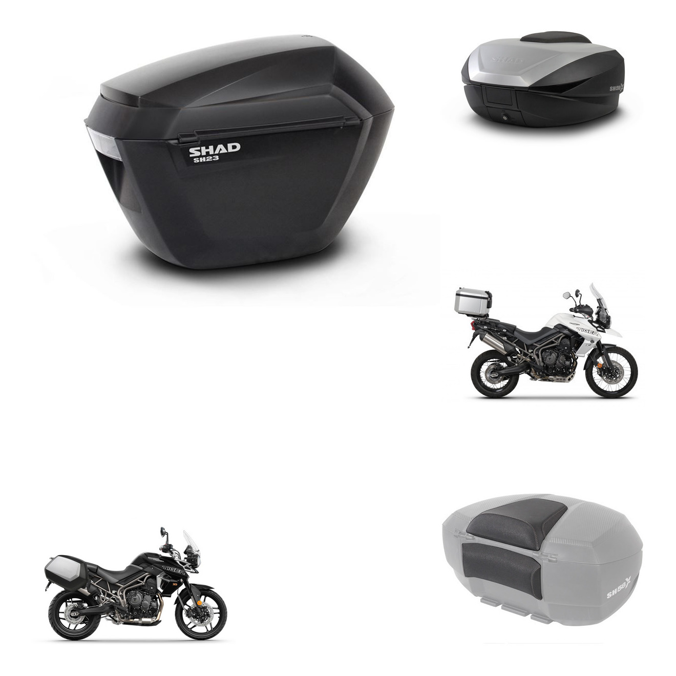 Baul Trasero + Maletas Laterales + Herraje Montaje + Respaldo De Pasajero + Herraje 3P Sh23 Sh59x Alu KIT-261731